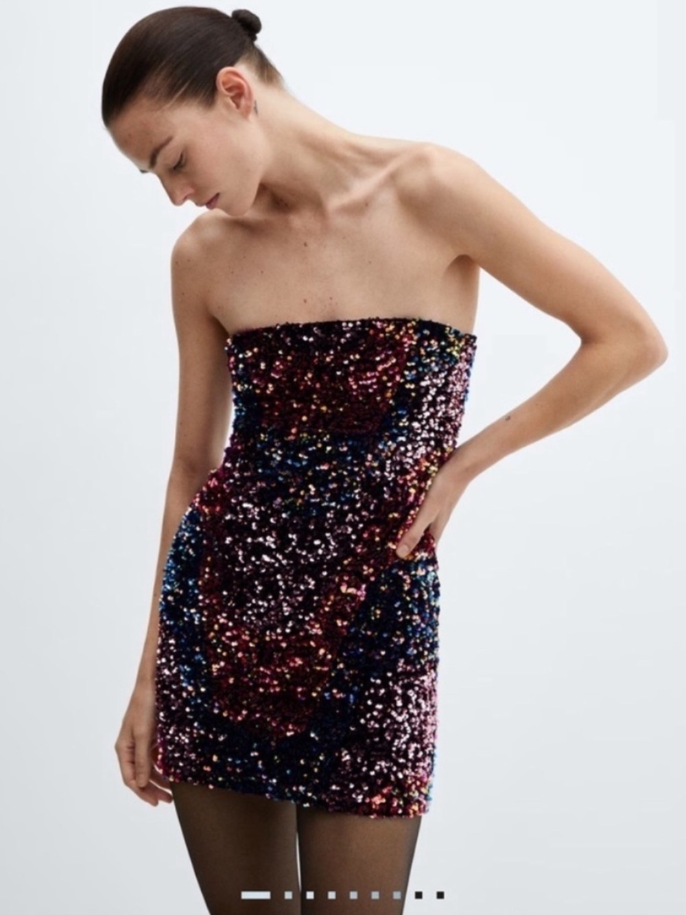 MANGO Boho Strapless Sequin Mini Dress. 8. NWT.